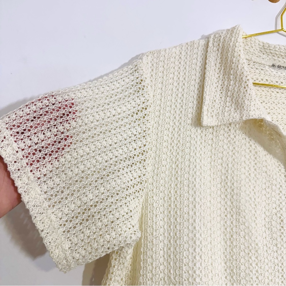 SOLDAS Revival Altar’d State Knit Boho Retro 70s Shorts Romper Cover Ivory Cream - Picture 5 of 8